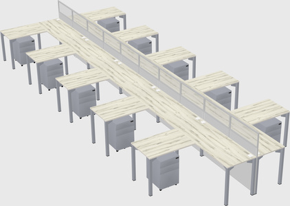 Shared l-shape cubicle