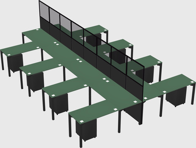 Shared l-shape cubicle
