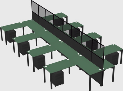 Shared l-shape cubicle