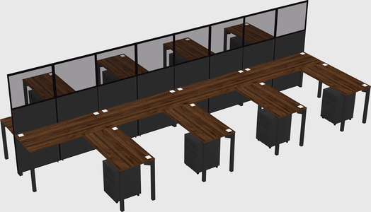 Shared l-shape cubicle