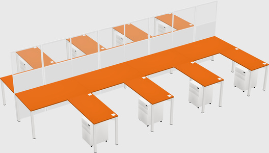 Shared l-shape cubicle