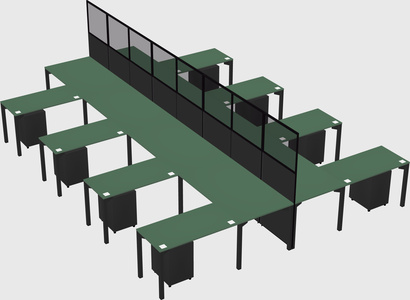 Shared l-shape cubicle