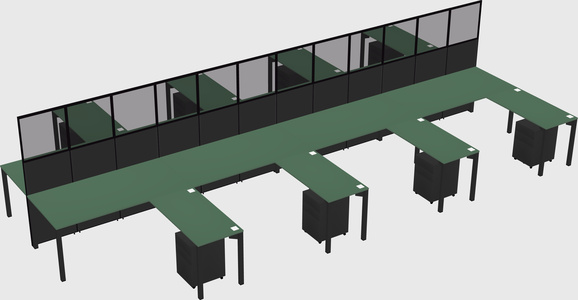 Shared l-shape cubicle
