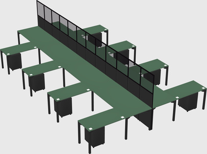 Shared l-shape cubicle