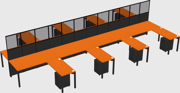 Shared l-shape cubicle