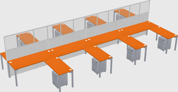 Shared l-shape cubicle