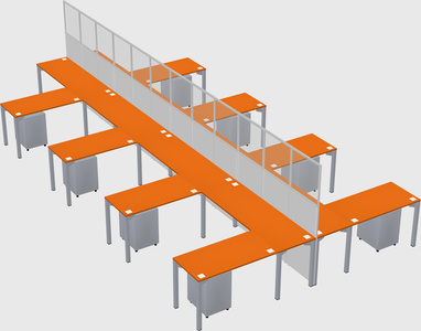 Shared l-shape cubicle