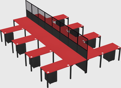 Shared l-shape cubicle