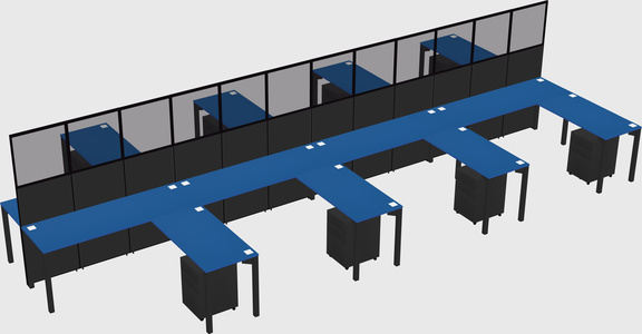 Shared l-shape cubicle