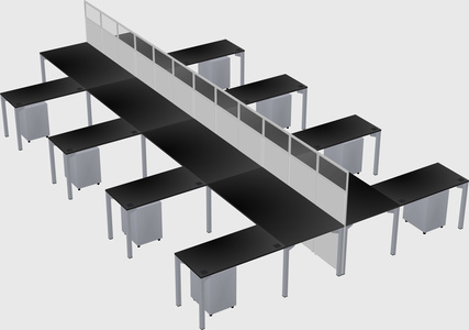 Shared l-shape cubicle
