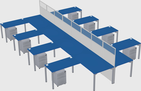 Shared l-shape cubicle