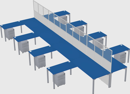Shared l-shape cubicle