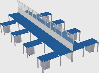 Shared l-shape cubicle