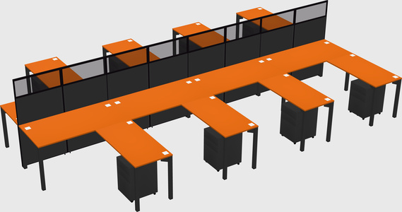 Shared l-shape cubicle