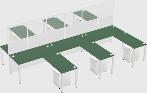Shared l-shape cubicle