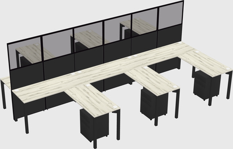 Shared l-shape cubicle