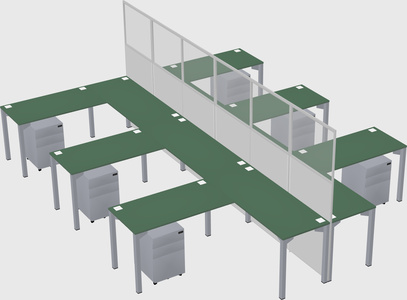 Shared l-shape cubicle
