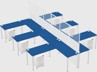 Shared l-shape cubicle