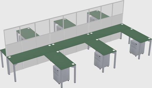 Shared l-shape cubicle