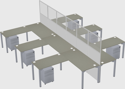 Shared l-shape cubicle
