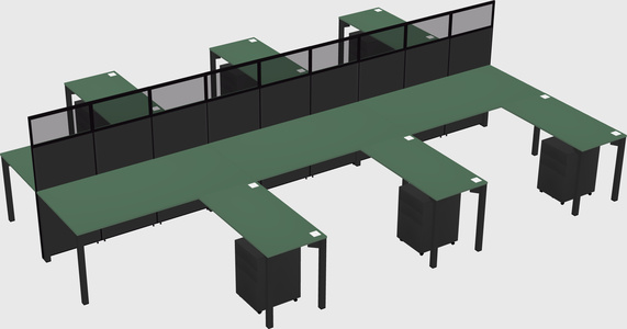 Shared l-shape cubicle