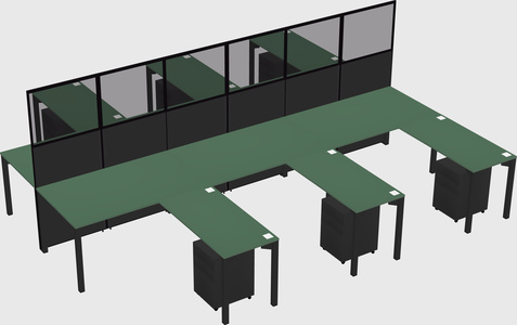 Shared l-shape cubicle