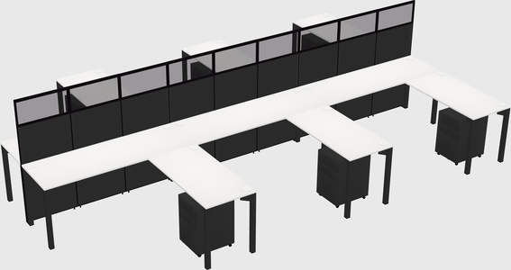 Shared l-shape cubicle