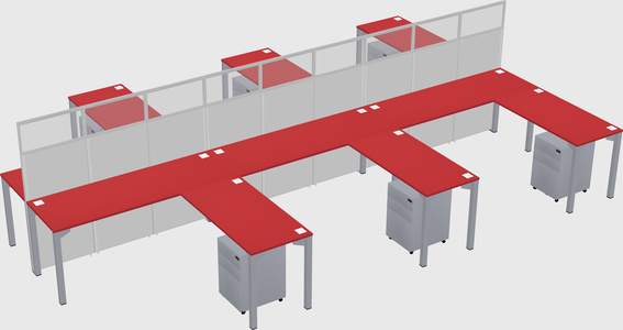 Shared l-shape cubicle