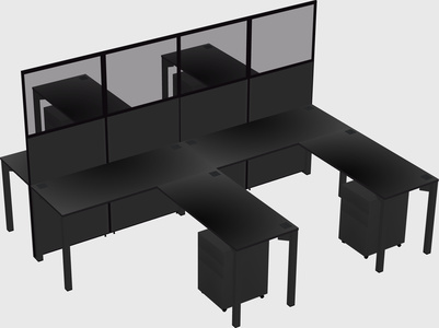 Shared l-shape cubicle