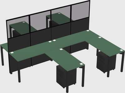 Shared l-shape cubicle