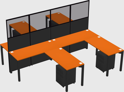 Shared l-shape cubicle