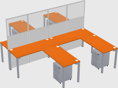 Shared l-shape cubicle