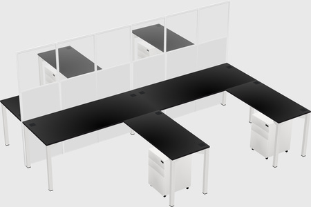 Shared l-shape cubicle