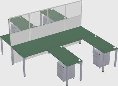 Shared l-shape cubicle