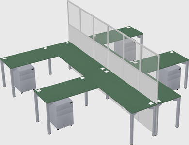 Shared l-shape cubicle