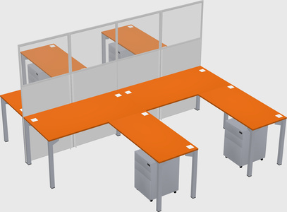 Shared l-shape cubicle