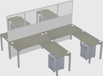 Shared l-shape cubicle