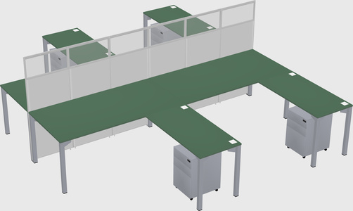 Shared l-shape cubicle
