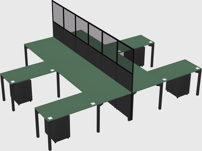 Shared l-shape cubicle