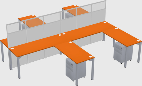 Shared l-shape cubicle