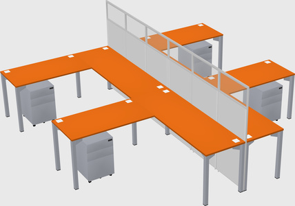 Shared l-shape cubicle
