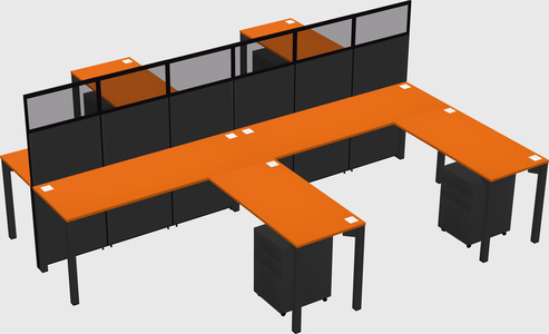 Shared l-shape cubicle