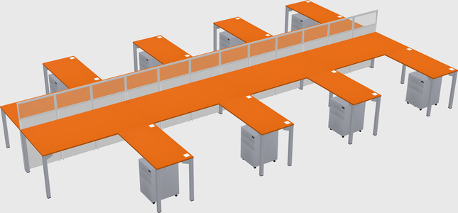 Shared l-shape cubicle