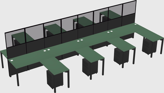 Shared l-shape cubicle