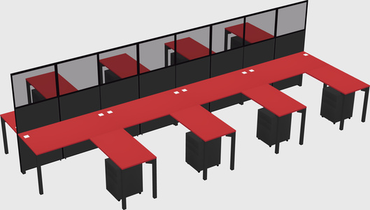 Shared l-shape cubicle