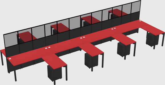Shared l-shape cubicle