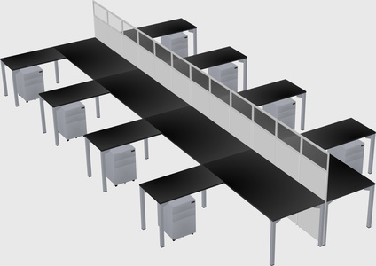 Shared l-shape cubicle