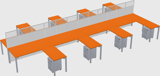 Shared l-shape cubicle