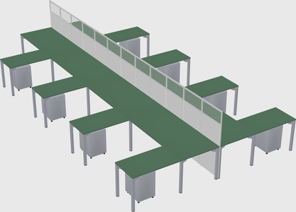 Shared l-shape cubicle