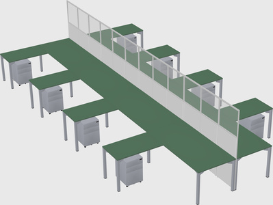 Shared l-shape cubicle